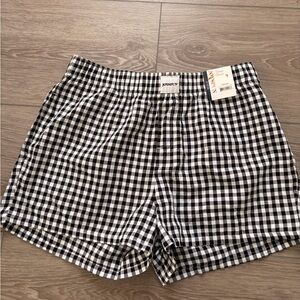 black and white plaid boxer shorts
